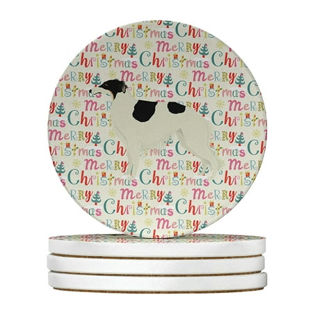 

Borzoi Merry Christmas Large Sandstone Coasters Pack of 4 4 in x 4 in