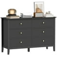 thumbnail image 1 of HOMCOM Commode Cannelée à 6 Tiroirs pour Chambre, Double Commode, Noir, 1 of 10