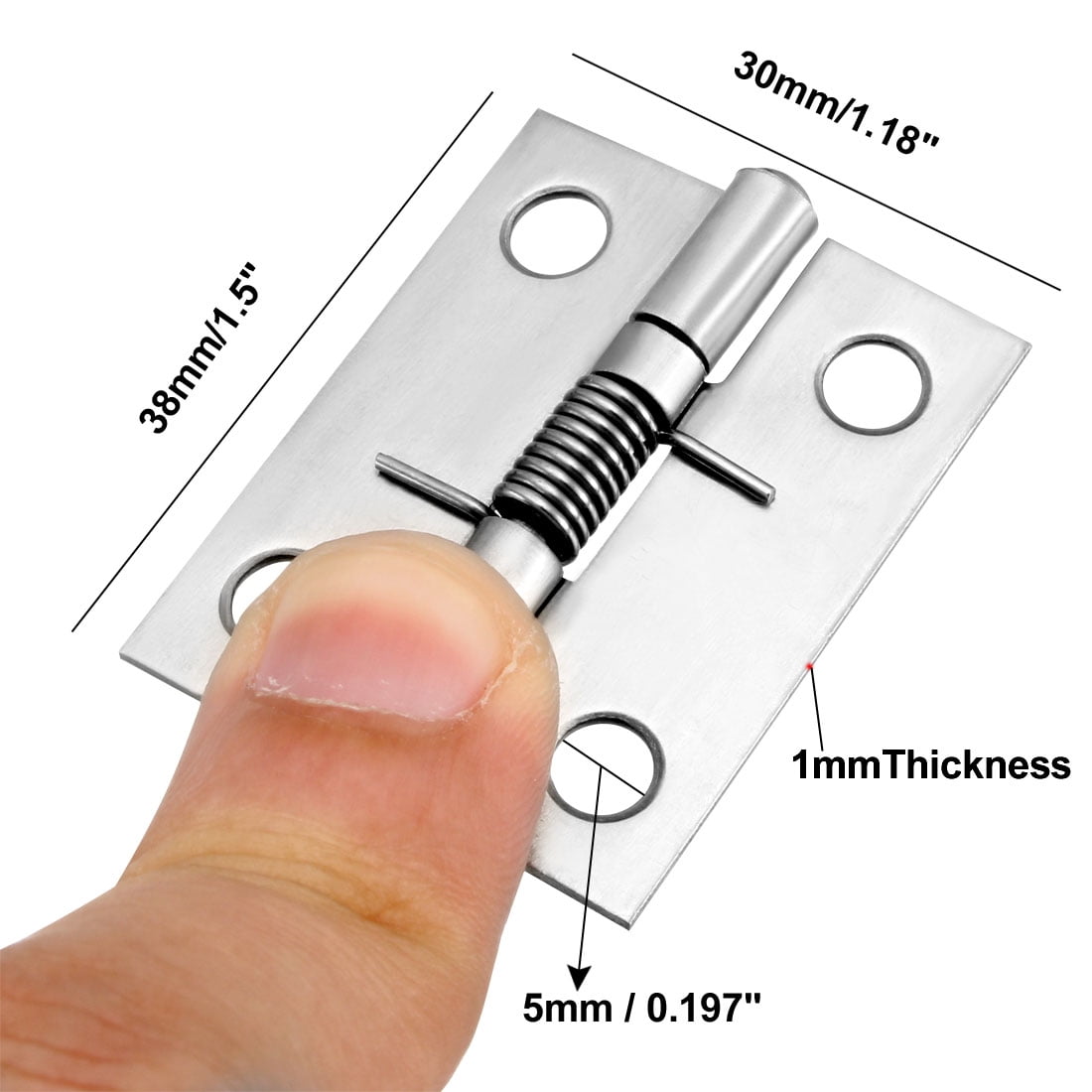 Unique Bargains Self Closing Spring Hinge 1.5" Stainless Steel Brushed Hardware