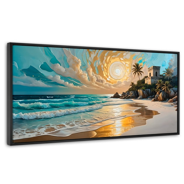 Cuadro Decorativo Marco Flotante Cielo sobre Tulum 120x60 Marco Negro