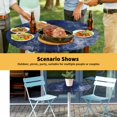 thumbnail image 6 of Elastic Fitted Round Tablecloth, Navy Blue Waterproof Stretch Table Cover for 55"-60" Tables, Retro Oil Painting Modern Abstract Art Aesthetics Washable Outdoor Tablecloths for Patio, Picnic, Camping, 6 of 9
