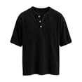 thumbnail image 6 of Men's Casual Round Neck Short Sleeve Button Up Shirt, Soft Cotton Top for Everyday Wear, 6 of 8