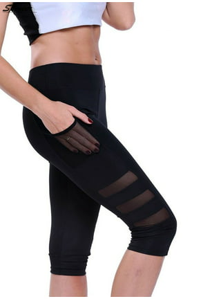 Mesh Capri Leggings YOGA Cropped Pants Activewear, Fitness Black Sexy  Tights Steampunk Alternative Clothing OFFRANDES 