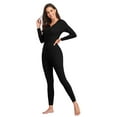 thumbnail image 2 of ANLIQI Women's Cotton Thermal Underwear Union Suits Long Henley Onesies Base Layer(Black,L), 2 of 7