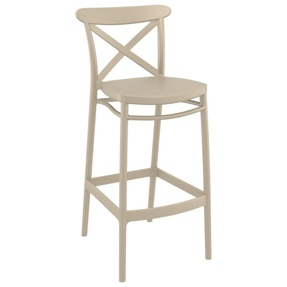 Luxury Commercial Living 41.75" Taupe Brown Solid X Accented Outdoor Patio Bar Stool