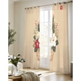 thumbnail image 5 of Cherry Blossoms Sheer Curtains 63 Inch Length 2 Panels Set for Living Room/Bedroom, Japanese Spring Floral Leaves Vintage Beige Kitchen Curtains Grommet Curtains Window Treatments 42"x63"x2, 5 of 7