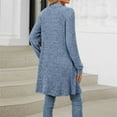 thumbnail image 4 of VISALY Long Sleeve Cardigan Chunky Knit Cardigan Long Cardigans for Women Lightweight Fall Sweaters V Neck Knit Sweater Front Button Up Cardigan Open Front Cardigan Cardigan with Pockets Blue Xxl, 4 of 4