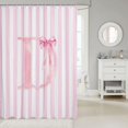 thumbnail image 2 of Manfei Pink Bowtie Monogrammed Print D Shower Curtain 72Wx84L,Geometric Stripes Pattern Bathroom Shower Curtain, 2 of 5