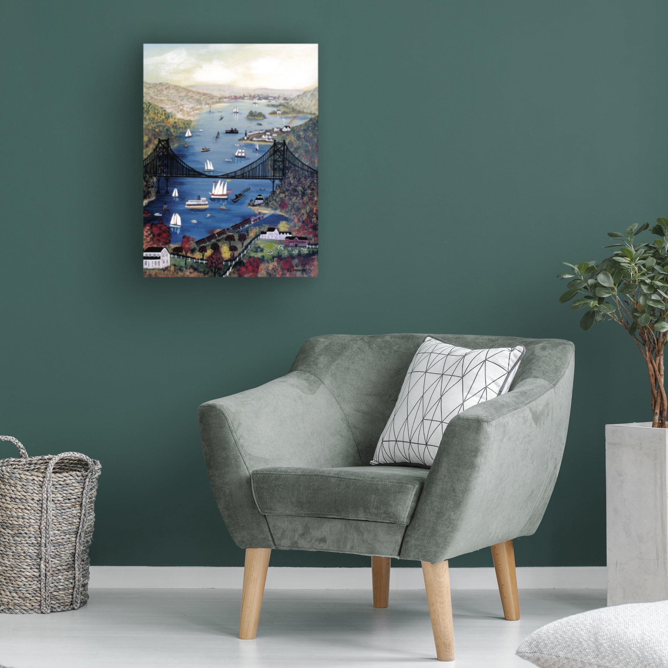 Canvas Wall Art - JL Munro 'Bear Mountin Bridge - Hudson River' Wall Art for Living Room, Bedroom, or Office Décor by Trademark Fine Art - 24 x 32 Inches