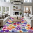 thumbnail image 3 of Colorful Flowers Area Rugs 5'x8', Washable Small Throw Rugs for Classroom Bedroom, Spring Farmhouse Watercolor Floral Beige Indoor Outdoor Rug Non-Slip Low Pile Carpet Runner Reversible Floor Mats, 3 of 8
