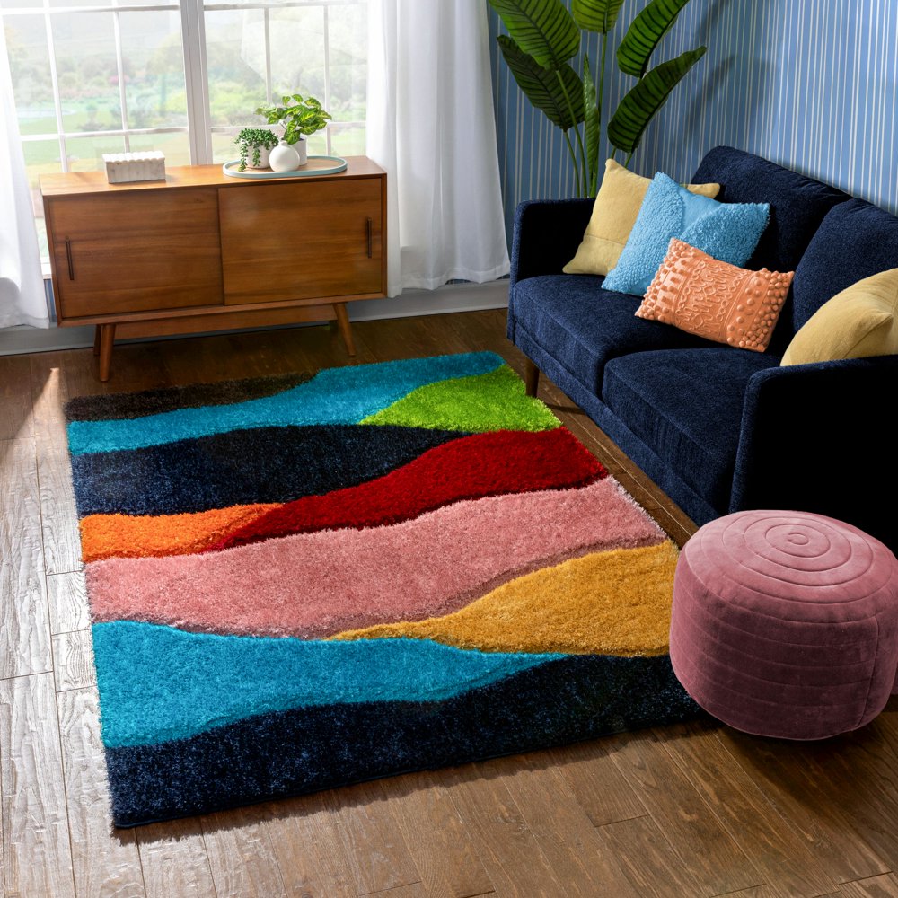 Well Woven San Francisco Balboa Modern Abstract Shag Multi 3D Textured