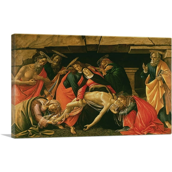 ARTCANVAS Lamentation over the Dead Christ 1492 Canvas Art Print by Sandro Botticelli - Size: 12" x 8" (0.75" Deep)
