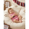 thumbnail image 6 of Cenuakty Baby 0-24M Girl 4th of July Romper Letter Wavy Stripe Embroidered Ruffled Trim Square Neck Sleeveless Newborn Jumpsuit, 6 of 9