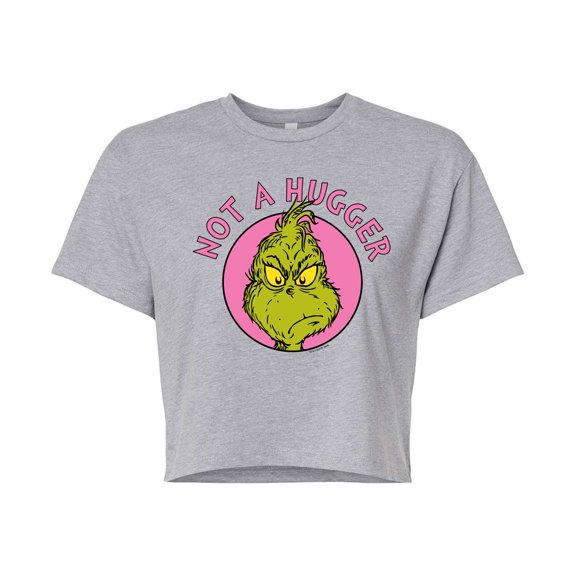 The Grinch - Not A Hugger Grinch  - Juniors Cropped Cotton Blend T-Shirt