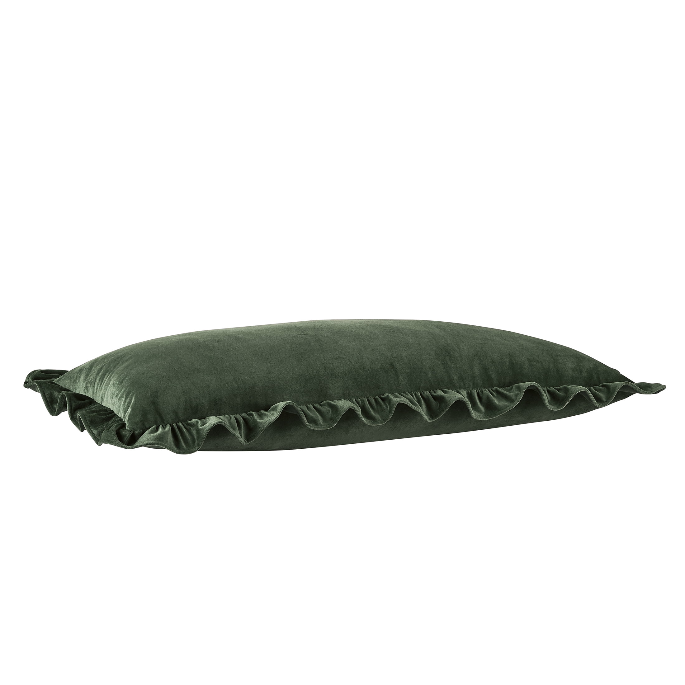 My Texas House 14" x 36" Green Ruffle Oblong Decorative Pillow