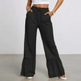 thumbnail image 2 of Stylish Women's Casual Wide Leg Pants with Ruffled Hem Design for Everyday Relaxation and Versatile Party Wear Comfort Loose Fit Lounge Comfy Fall Winter Trousers, 2 of 4