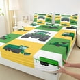 thumbnail image 3 of Homewish Modern Farmhouse Truck Full Sheet Set,Green Bulldozer Patchwork Checkered,Luxury Decor For Kids,4-Piece, 3 of 7