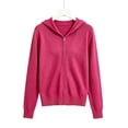 thumbnail image 6 of WQNVRNR Womens Hooded Cardigan- Zip Up Long Sleeve Fall Winter Casual Warm Outerwear Hot Pink Size L, 6 of 6