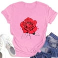 thumbnail image 3 of NAMTYQX Summer Tops Short Sleeve Round Neck Breathable Bedruckt Light Loose Plus Size Print Basic Womens Oversized Tee Shirts Pink Size XL, 3 of 5