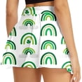 thumbnail image 3 of Skirts for Women St Patricks Day Rainbow & Shamrock Print Athletic Yoga Skirt Stretchy Tennis Skirt with Built-in Short Color White Size XXS, 3 of 7