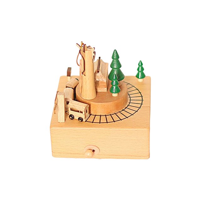 Music Boxes Wooden Rotating Carousel Portable Plant Musical Box Smooth Sturdy Elegant Switch Pure Sound Home Accessory Type 2