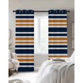 thumbnail image 3 of Orange Navy Blue Striped Blackout Curtains, Light Blocking Print Window Curtains, Gradient Horizontal Lines Thermal Insulated Window Drapes for Living Room Kitchen Cafe 2 Panels, 84"W x 84"L, 3 of 9