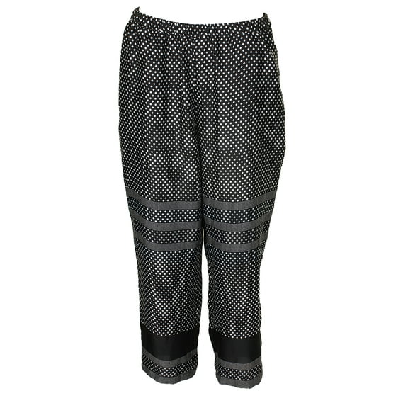 Vince Camuto Womens Rich Black White Printed Soft Pants L