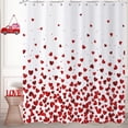 thumbnail image 3 of Valentine''s Day Shower Curtain, Red Falling Heart Love Theme Romantic Bathroom Curtain Waterproof Fabric Machine Washable with Hooks, 72" Wx72 L, 3 of 6