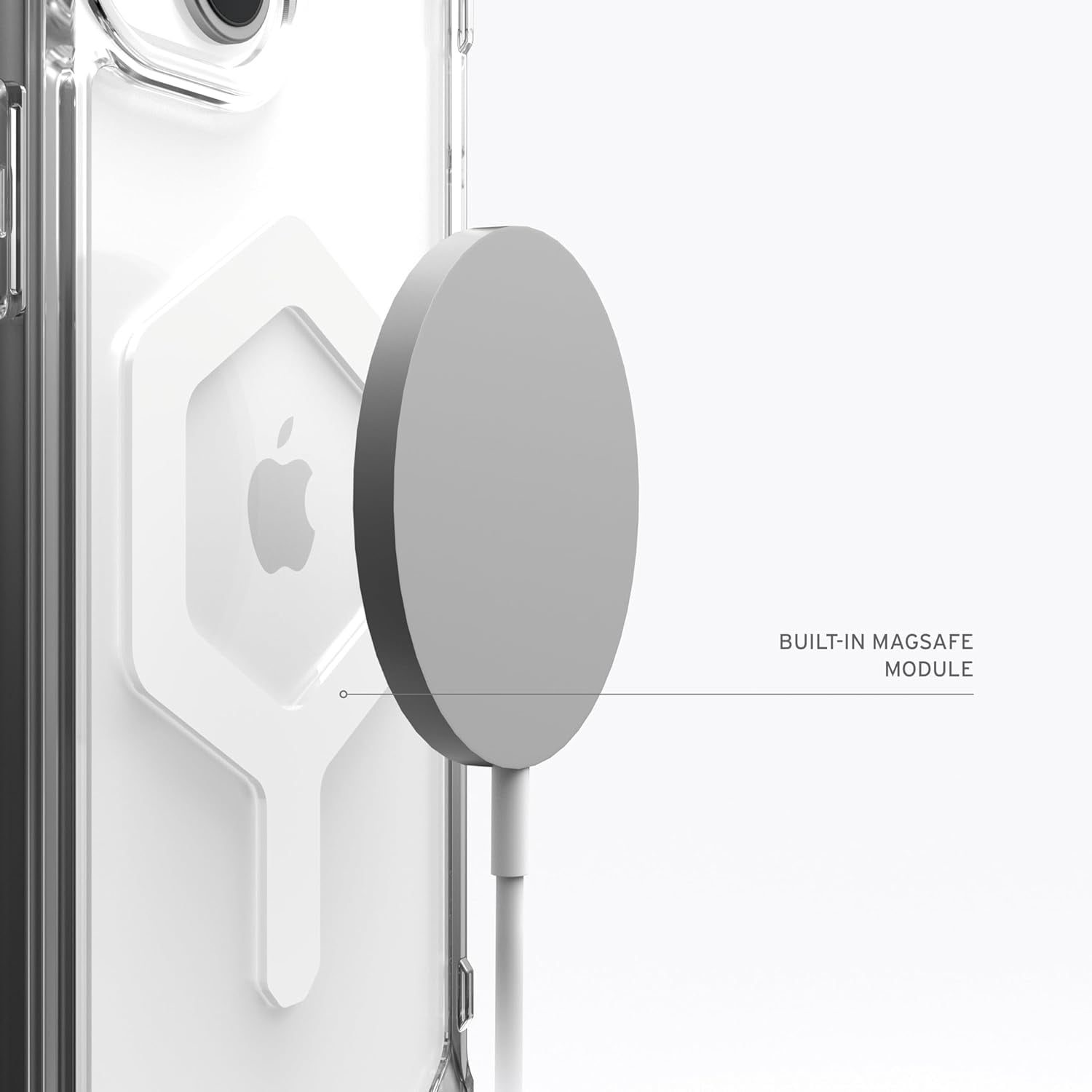 UAG iPhone 15 Case 6.1" Plyo Ice/White Built-in Magnet Compatible with MagSafe Charging Rugged Anti-Yellowing Transparent Clear Dropproof Protective Cover by URBAN ARMOR GEAR