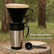 Gourmet Style Single to 2 Cup #2 Cone Style Pour Over Coffee Brewer Dripper, Portable Pour Over Coffee Filter BPA-Free With Included Coffee Scoop Rich Cafe