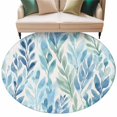 thumbnail image 6 of Blue Green Leaf Round Rug 5ft Washable Circle Kitchen Rugs Non Slip Summer Vintage Watercolor Plant Large Area Rug Indoor Floor Carpet for Bedroom Living Room Home Office Dining Room Nursery, 6 of 8