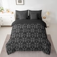 thumbnail image 2 of Feelyou Skeleton Skull Teen Bedding Comforter Set 7pcs, Damask Flower King Bedding Sets, 2 of 8
