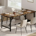 thumbnail image 4 of Heavy-Duty Industrial Dining Table for 6 with Corner Guards | 71-Inch Rustic Brown Wood Top & H-Frame Metal Base, 4 of 4