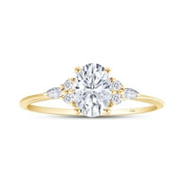 AFFY 1.25CT Oval, Marquise & Round Lab Created Moissanite Engagement Ring for Women 14K Yellow Gold-5.5