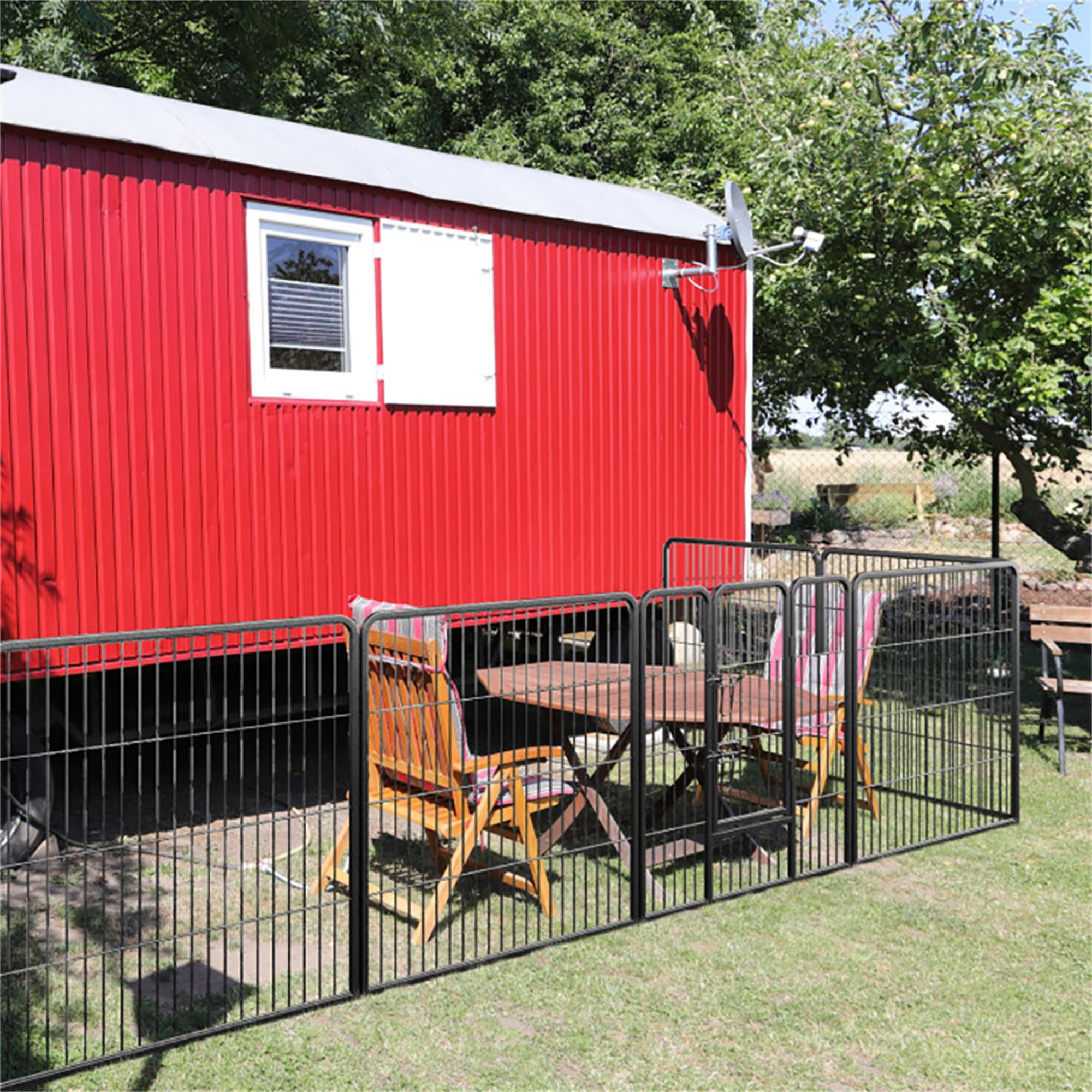 Demi Bonn 31"x32" Dog Playpen Outdoor 8-Panels Dog Pen Large Indoor Metal Puppy Pet Playpen for Small Dogs Run Fence, Black
