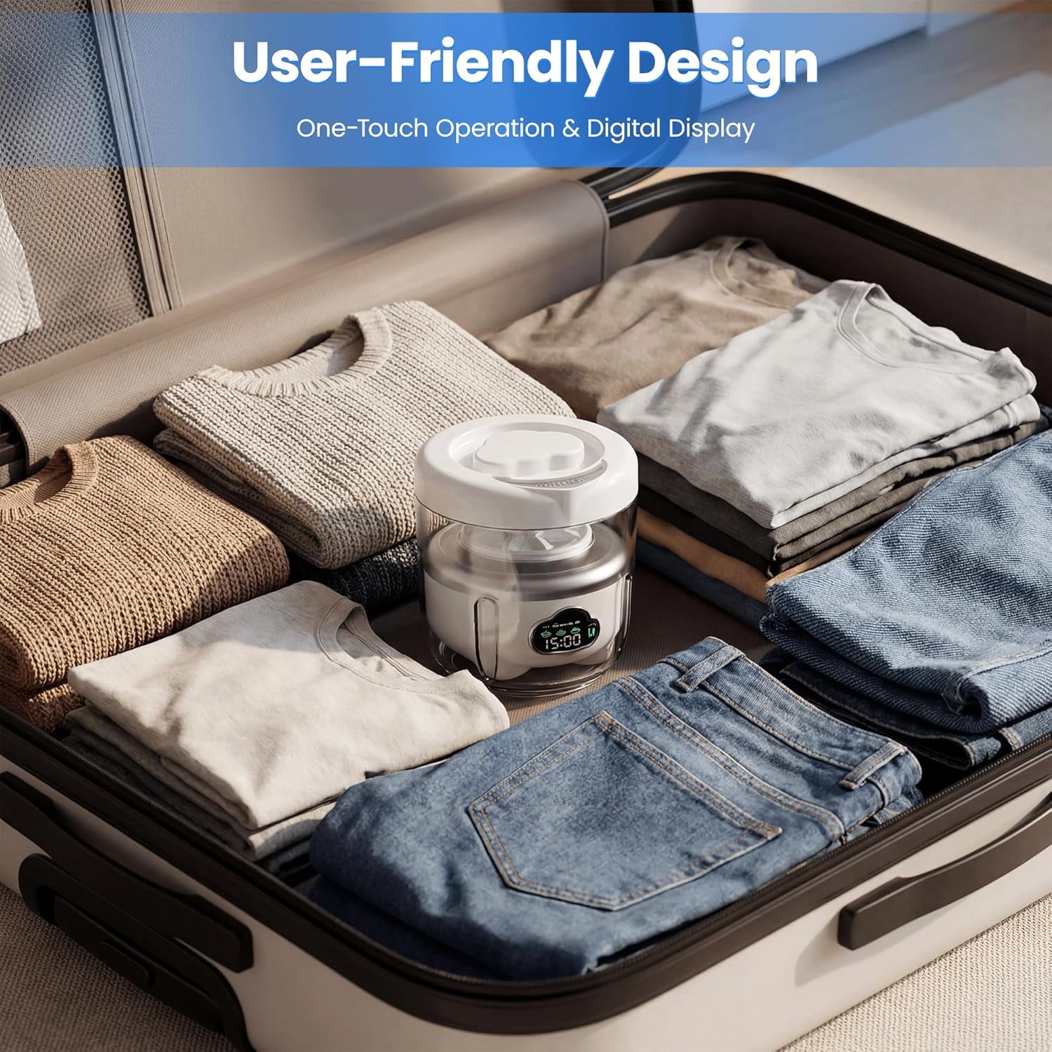 Mini Underwear Washing Machine, Portable Washing Machine, Upgrade 1.6L Foldable Mini Washer with 3 Modes, Rechargeable Laundry Machine for Socks, Bikinis,Baby Clothes, Travel, RV, Apartment