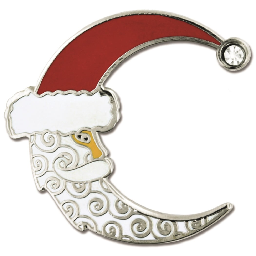 PinMart's Crescent Moon Christmas X-Mas Santa Hat Enamel Lapel Pin ...