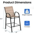 thumbnail image 2 of Stackable outdoor bar stools with high-back Textilene chairs and weatherproof steel frame, 330lb capacity patio furniture for backyard/balcony/porch, quick assembly & rust-resistant, 2 of 15