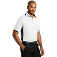 thumbnail image 4 of Port Authority K524 Mens Dry Zone Colorblock Ottoman Polo T-Shirt, White & Black - 4XL, 4 of 6