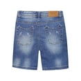 thumbnail image 2 of KIDSCOOL SPACE Big Girls Boys Jeans Shorts,Ripped Stretchy Simple Design Cute Summer Denim Pants,Blue,11-12 Years, 2 of 5