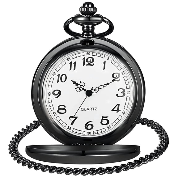 Minzimin Smooth Vintage Pocket Watch with Chain, Arabic Numerals Scale Mens Watch Christmas Graduation Birthday Gifts Fathers Day