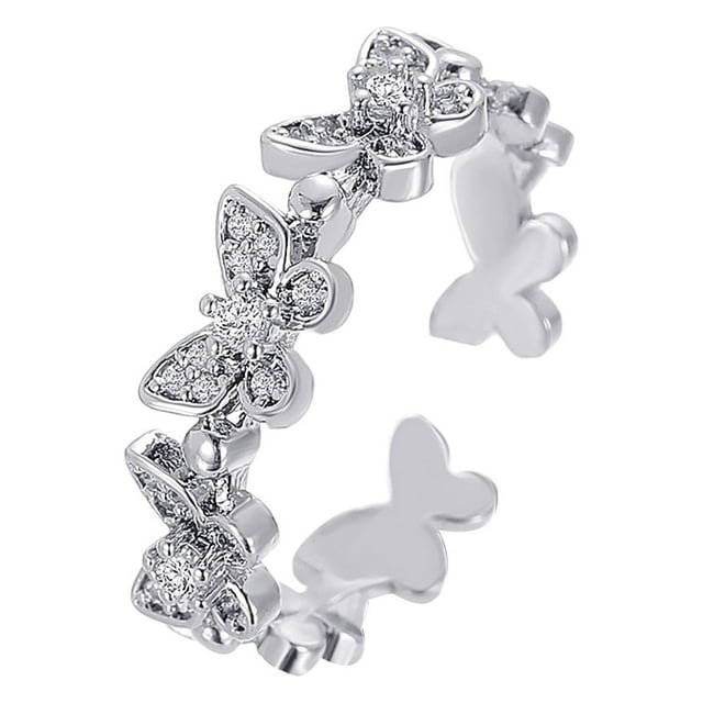 Fiudx Collar Elegante, Anillo Ajustable con Diamantes, Elegante Joyería de Aleación, Regalo de Boda, Accesorio de Moda para Mujer, Ligera Variación de Color Posible.