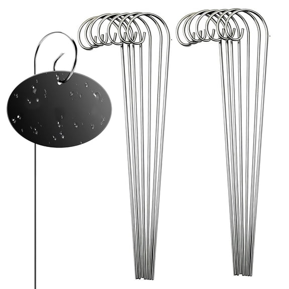 30 Pack Silver Stainless Steel Plant Label Hooks, Bexikou 20cm/ 7.87in Garden Markers Stake, Rustproof Plant Sign Supports for Flowers Planters Containers Greenhouse