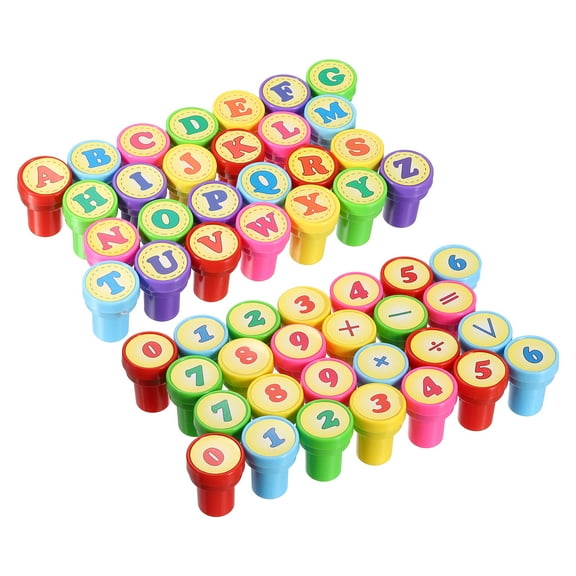 Number Letter Stamps Self Inking, Character a to Z Numeral 0 to 9 Teacher Stamp Set Mini Ink Stamp for Class