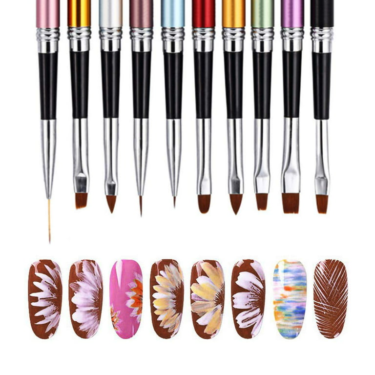 10Pcs Nail Art Pen for Professional Salons ombre nail brush and Home DIY nail  art nail designs (10 Colors) 