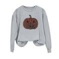 thumbnail image 5 of Yanchicy Womens Crew Neck Sweatshirt Long Sleeve Pullover Tops Thin Fleece Rhinestone Ghost Graphic Soft Loose Fall Halloween Clothes Spooky Season Outfit, 5 of 6