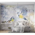 thumbnail image 4 of Animal Wallpaper Wall Mural - Watercolor Birds Blue, 4 of 5