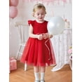 thumbnail image 3 of Oudiya Toddler Girls Lace Tutu Dress 3 Layer Tulle Ruffle Sleeve Summer Flower Girl Wedding Birthday Dress, 3 of 6