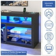 thumbnail image 4 of Blotout 74" TV Stand for TVs up to 85" with LED Lights and Power Outlet, 32" Tall Modern Gaming Entertainment Center with Adjustable Shelve for Living Room, Black Carbon Fiber, 4 of 10
