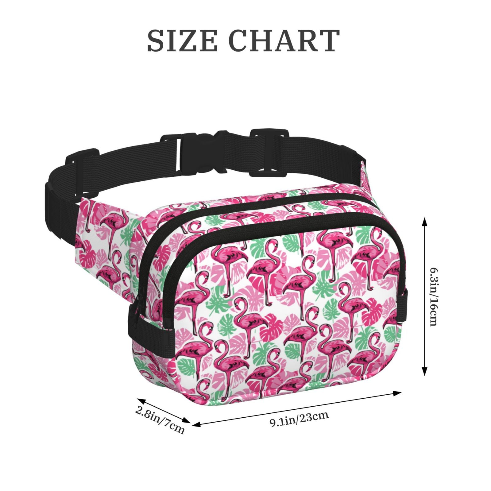 Picia Flamingo Print Square Double-Layer Waist Bag Mini Adjustable Waist Belt Bag Exercise Running Travel Hiking